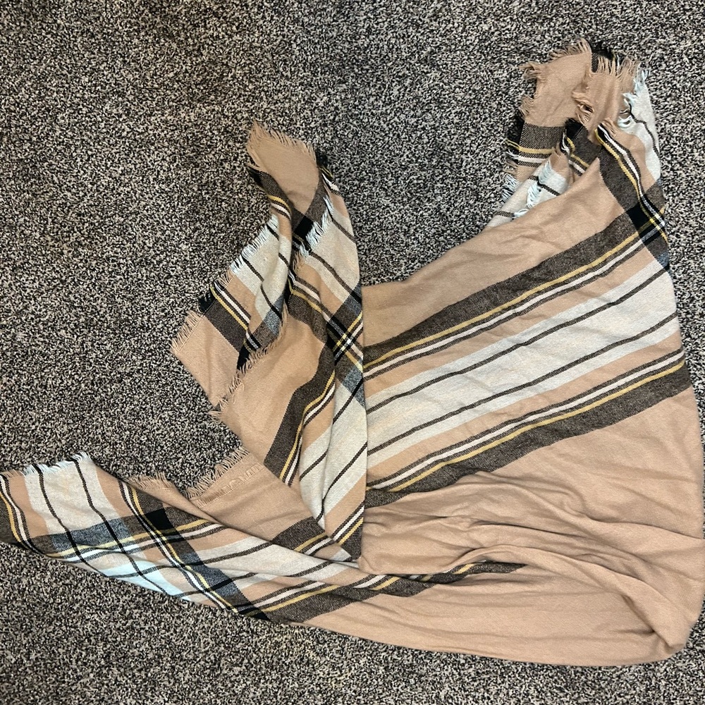 Striped Tan and Black Scarf
